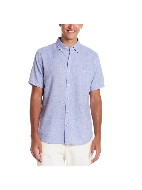 Weatherproof Other - NWOT Weatherproof Vintage Men's XL Blue Washable Linen Blend Short Sleeve Shirt